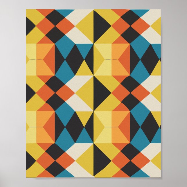Geometric Retro Mosaic Mönster Poster (Framsidan)