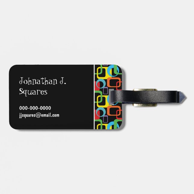 Geometric Retro Multicolor Mönster Personlig Bagagebricka (Baksida Vågrät)