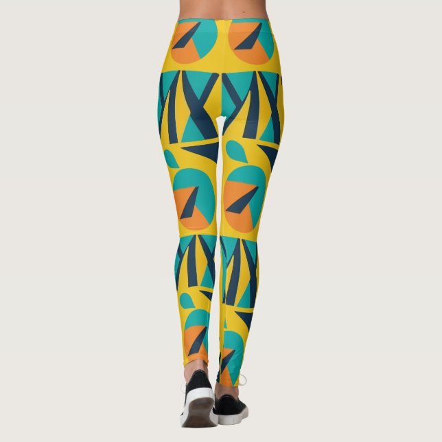 Geometric Retro Pop Art Mönster Leggings (Baksida)