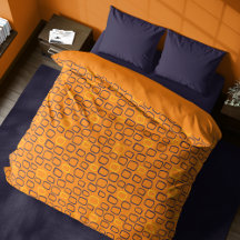 Geometric Retro Squares on Pumpkin Duvet Cover