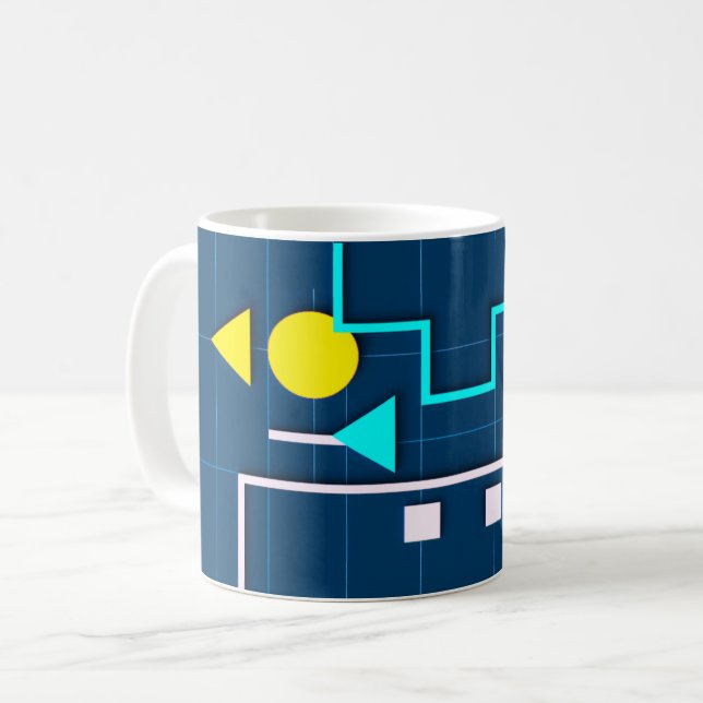 Geometric Retro Tech   Kaffemugg (Framsida vänster)