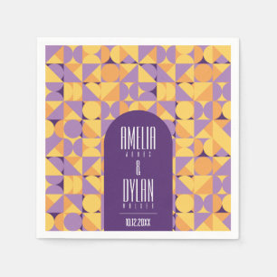 Geometric Retro Vibes Autumn bröllop Pappersservett