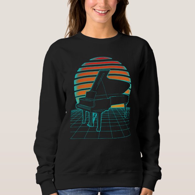Geometric Retro Wave Piano Futurism for Musician P T Shirt (Framsida)