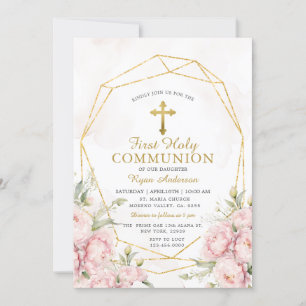 Geometric Ro First Heliga Communion Inbjudningar