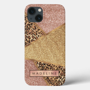 Geometric Ro Guld Glitter Leopard