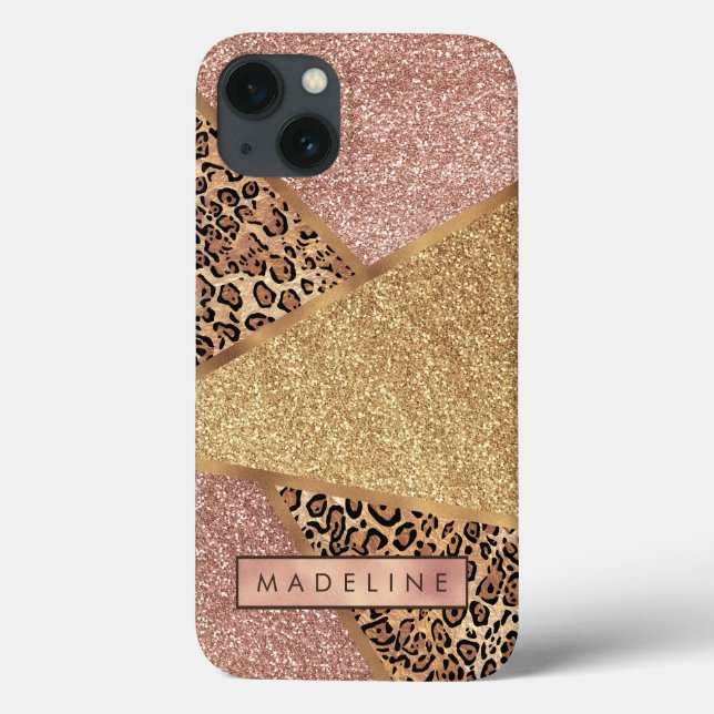 Geometric Ro Guld  Glitter Leopard (Baksida)
