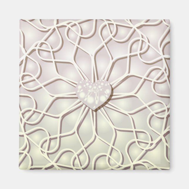 Geometric Ro Guld KÄRLEK Heart Mönster Magnet (Framsidan)