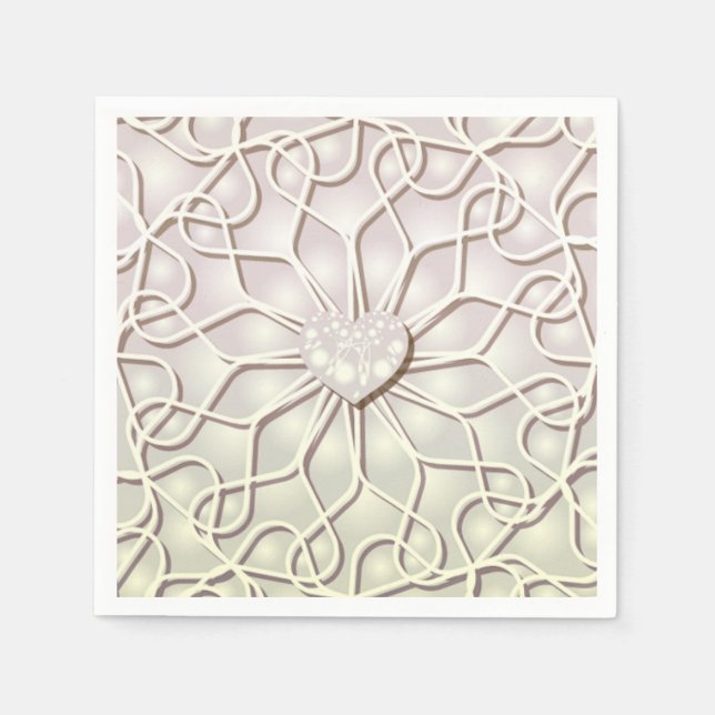 Geometric Ro Guld KÄRLEK Heart Mönster Pappersservett (Framsidan)