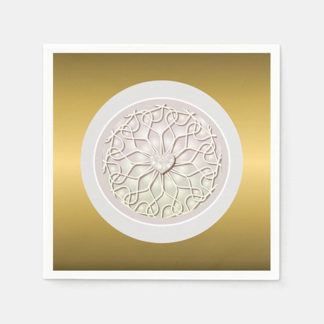 Geometric Ro Guld KÄRLEK Heart Mönster Pappersservett (Framsidan)