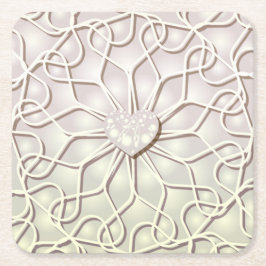 Geometric Ro Guld KÄRLEK Heart Mönster Underlägg Papper Kvadrat