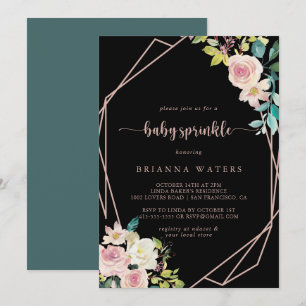 Geometric Ro Guld Vår Blommigt Baby Sprinkle Inbjudningar