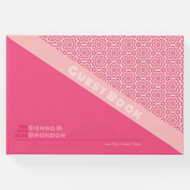 Geometric Ro Red Bröllop Guest Bok (Framsida)