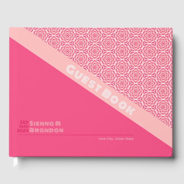 Geometric Ro Red Bröllop Guest Bok (Framsida)