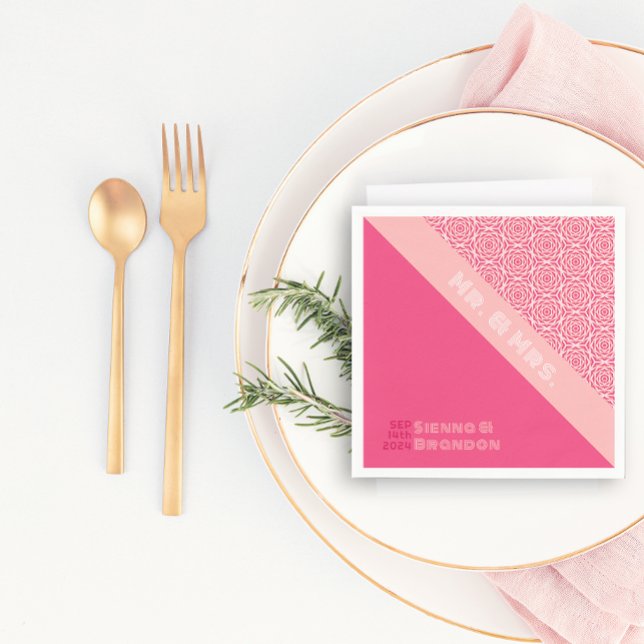 Geometric Ro Red Bröllop Napkins Pappersservett (Skapare uppladdad)