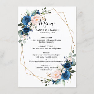 Geometric Romantic Navy Blue Ro Blommigt Geometri Meny