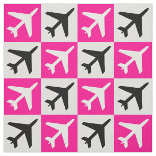 Geometric Rosa Aviation Flies Jet-flygplan Tyg