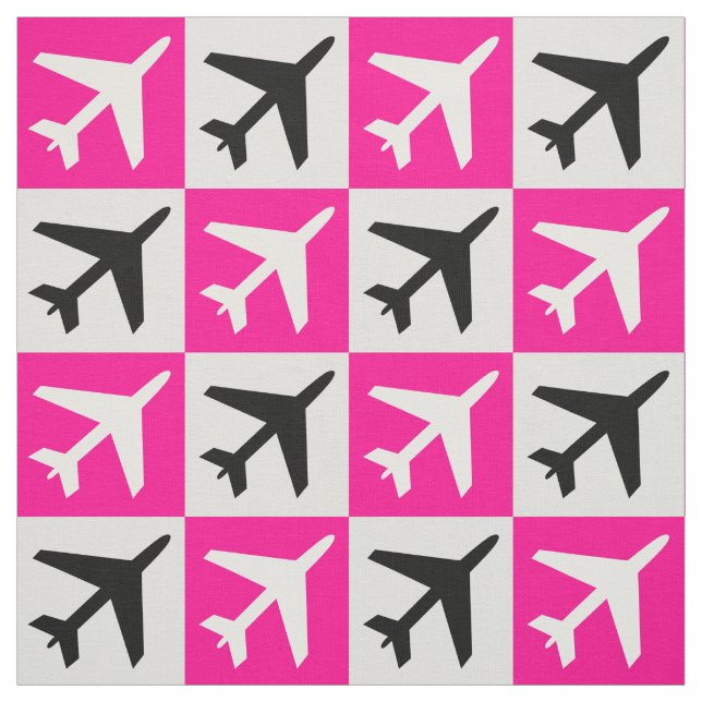 Geometric Rosa Aviation Flies Jet-flygplan Tyg (Provkarta)