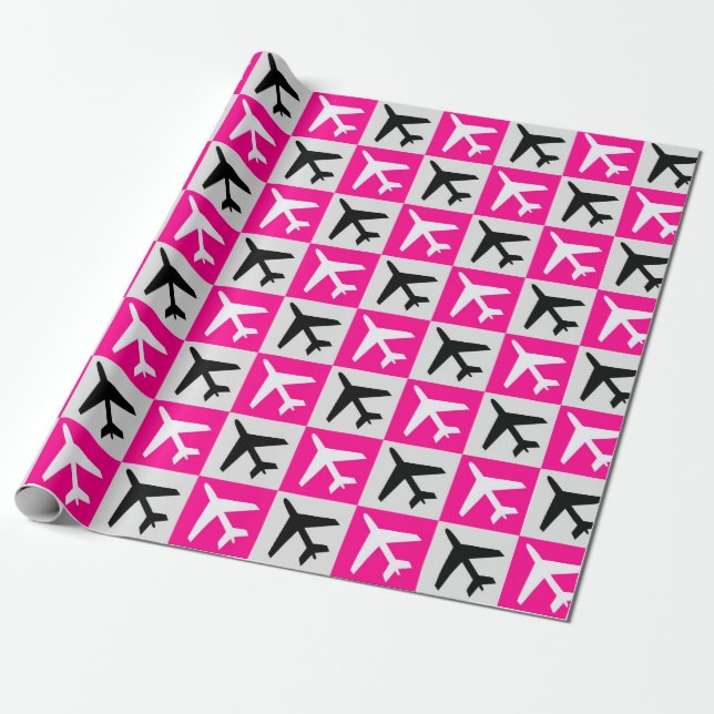 Geometric Rosa Aviation Jet Flygplan Presentpapper (Utrullad)