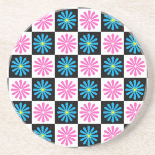 Geometric Rosa Blue-Blommönster Underlägg