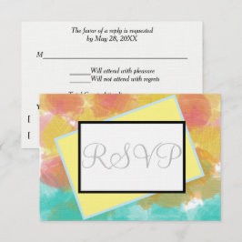 Geometric Rosa Blue Gult Watercolor OSA Kort