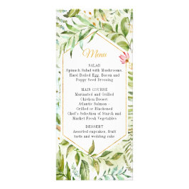 Geometric Rosa Grönt Guld Botanicals Bröllop Menu Reklamkort