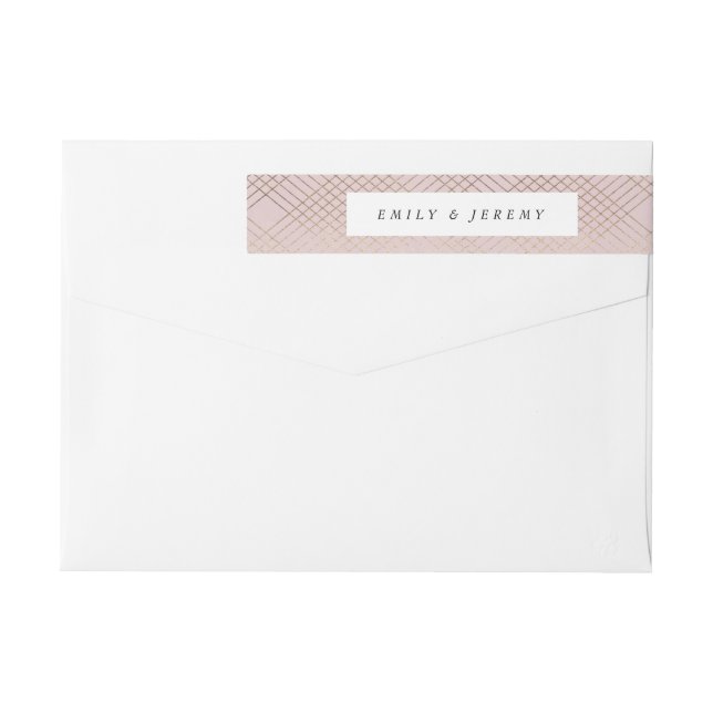 Geometric Rosa Guld Gatsby Bröllop Etikettband (Baksidan)