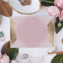 Geometric Rosa Guld Gatsby Bröllop Menu