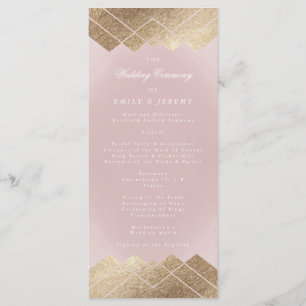 Geometric Rosa Guld Gatsby Bröllopsprogram Program