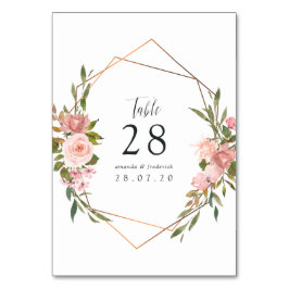 Geometric  Rosa ros Bröllop Bordsnummer