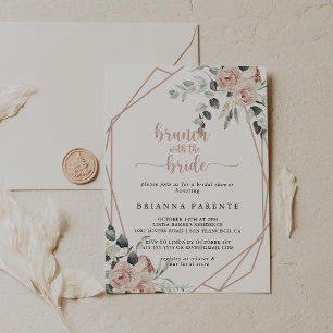 Geometric Rosa ros Brunch med Bride Shower Inbjudningar