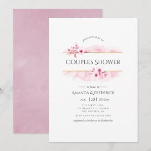 Geometric Rosa Vår Blommar Par Shower Inbjudningar