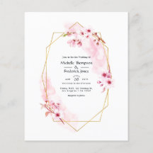 Geometric Rosa Vår Cherry Blommar Bröllop