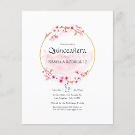 Geometric Rosa Vår Cherry Blommar Quinceañera Flygblad