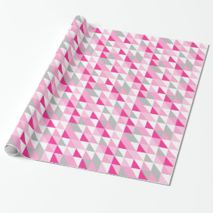 Geometric Rosa White Grått Triangles Mönster Presentpapper