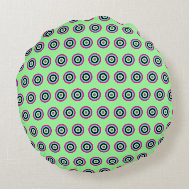 Geometric Round Dekorativ kudde - Bold & Pastel Fä (Baksidan)