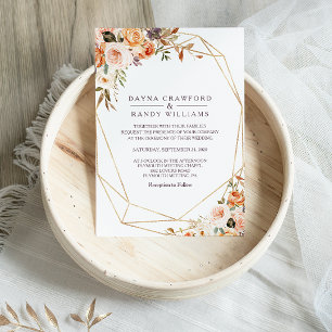 Geometric Rustic Guld Elegant Hösten Bröllop Inbjudningar