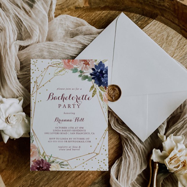 Geometric Rustic Guld Glitter Bachelorette Party Inbjudningar (Skapare uppladdad)