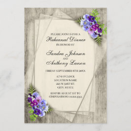 Geometric Rustic Pansies Rehearsal Inbjudningar