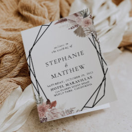 Geometric Rustic Ro Guld-Blommigt, mappad Bröllop Program