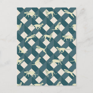 Geometric Safari Vild Leopard Animal Helg Vykort