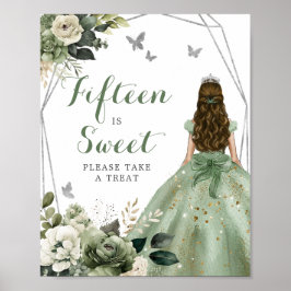 Geometric Sage Grönt Princess 115 Sweet Sign Poster