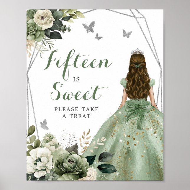 Geometric Sage Grönt Princess 115 Sweet Sign Poster (Framsidan)