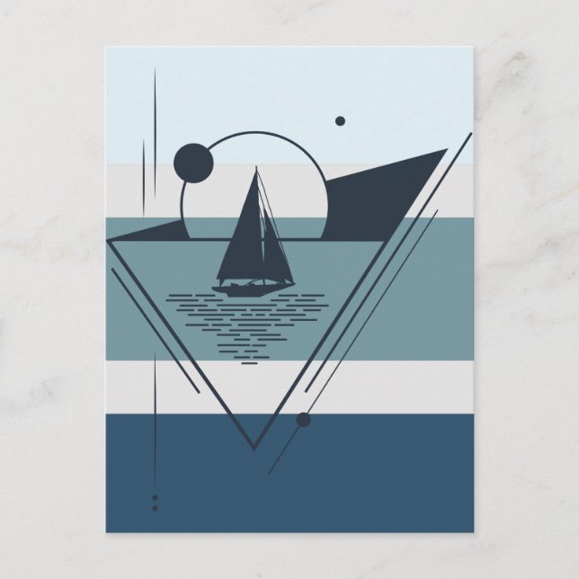 Geometric Sailboat Modern Art Helg Vykort (Framsida)