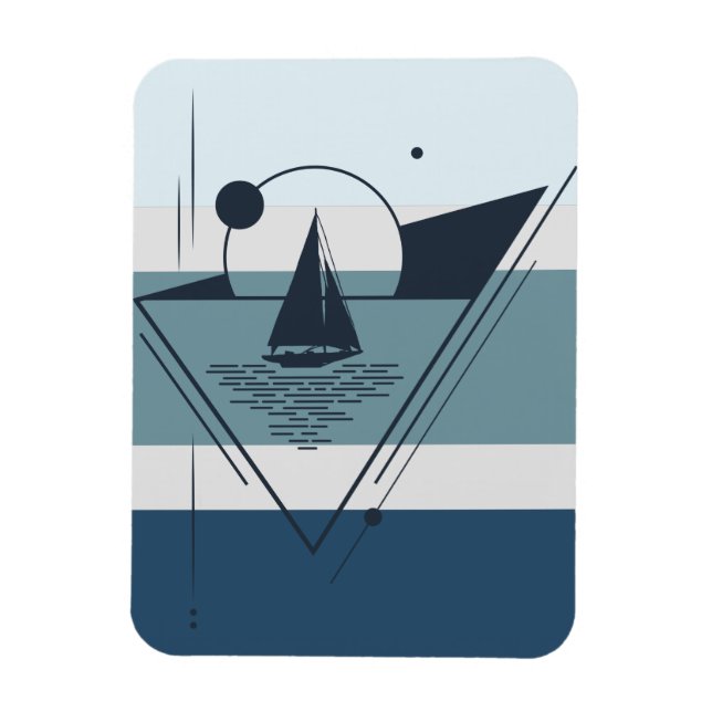 Geometric Sailboat Modern Art Magnet (Vertikal)