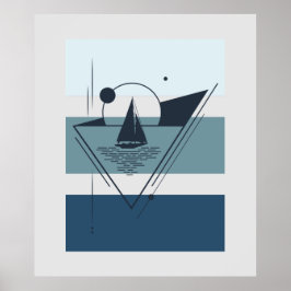Geometric Sailboat Modern Art Poster