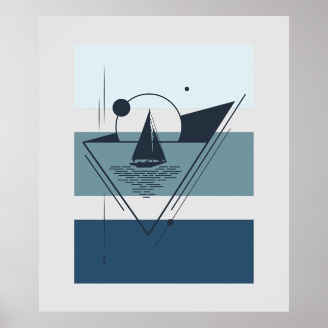 Geometric Sailboat Modern Art Poster (Framsidan)