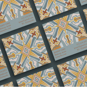 Geometric Santa Fe Tiles Fyrkantigt Visitkort