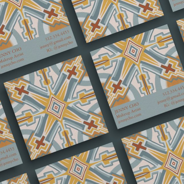 Geometric Santa Fe Tiles Fyrkantigt Visitkort (Skapare uppladdad)