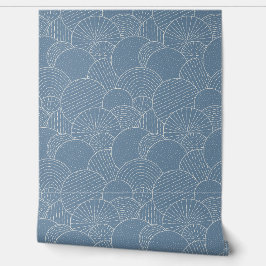 Geometric Scallops Line Art, Smokey Blue