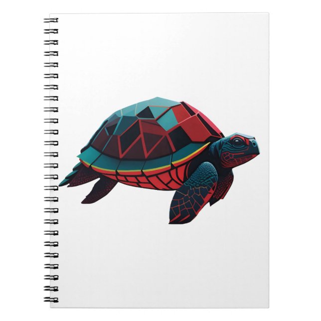 Geometric Sea Turtle Red Anteckningsbok (Framsidan)